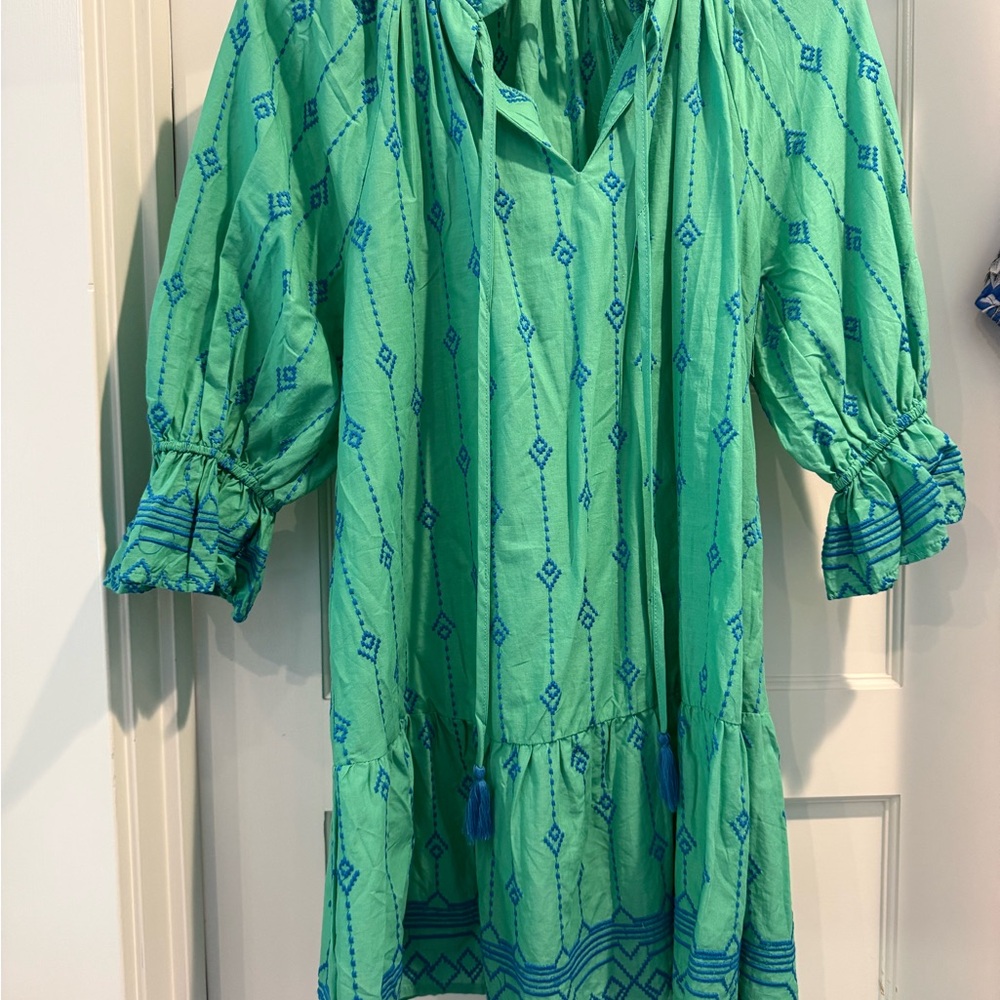 Umgee Green and Blue Mini Dress